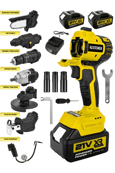 STEİNER 7 Başlıklı Set Spiral Taşlama Somun Sıkma Tilki Kuyruğu Dal Budama Akülü Vidalama Hava Pompası Hilti ürün görseli 1