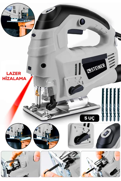 STEİNER Alman 4600 W Lazerli Sjs Metal Şanzuman 6 Kademe Devirli Pandül Ayarlı Dekupaj Testere Makinesi 5 Uç ürün görseli 1