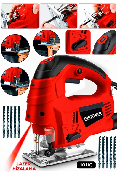 STEİNER Alman 4600 W Lazerli Sjs Metal Şanzuman 6 Kademe Devirli Pandül Ayarlı Dekupaj Testere Makinesi 10Uç ürün görseli 1