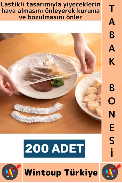 #TabakBonesi Hava Almaz Bozulma Önleyen Yemek Saklama Tazelik Lastikli Tencere Tabak Bonesi 200 Adet ürün görseli 1