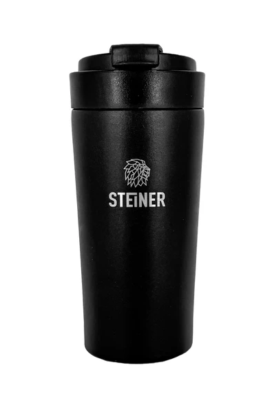 STEİNER Paslanmaz Çelik Termos 380 ml Mat Siyah Sıcak ve Soğuk Tutma Özellikli Termos ürün görseli 1