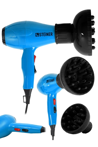 STEİNER Alman 3400 Watt Ac Motor Saç Kurutma Makinesi Professional Fön Makinesi + Difüzör + 2 Adet Başlık ürün görseli 1