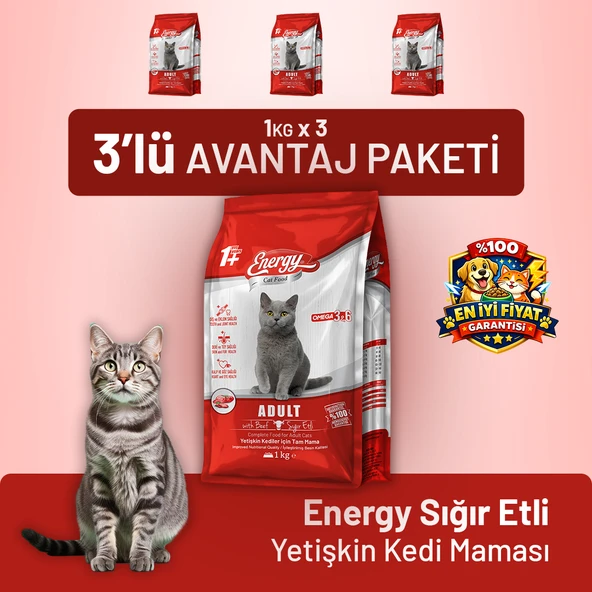 Sığır Etli Yetişkin Kedi Maması - 3 Adet ürün görseli 1