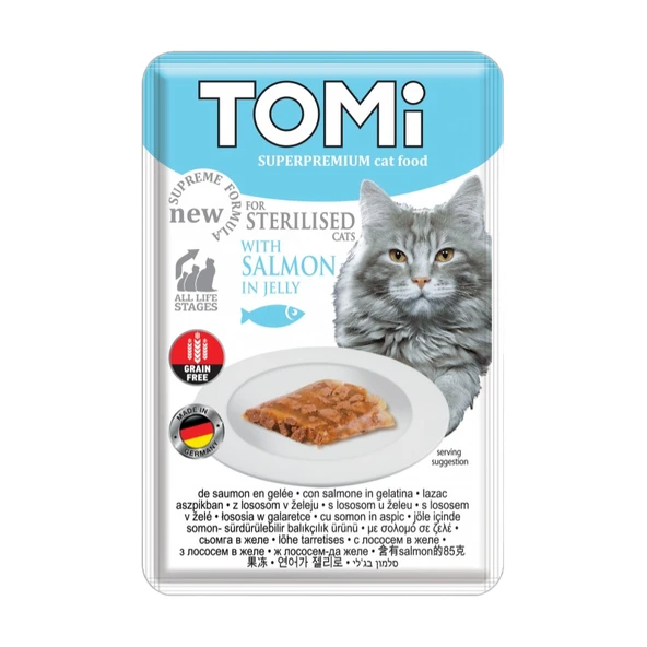 Tomi Kedi Kısırlaştırılmış Somon Ve Yumurta Tahılsız Pouch Mama 85gr ürün görseli 1