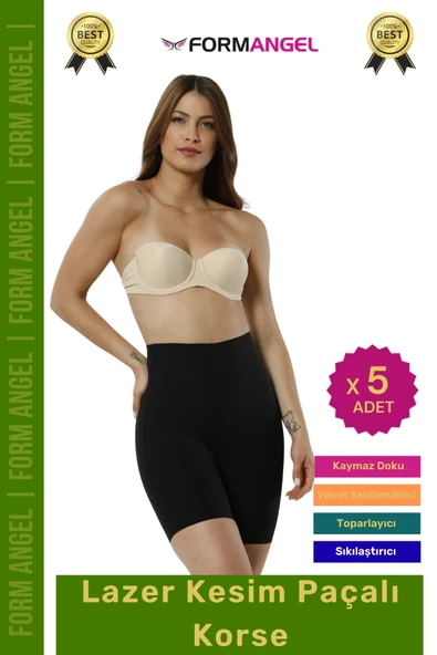 #Korse Lazer Kesim İz Göstermeyen Kaymaz Toparlayıcı Sıkılaştırıcı Paçalı Hayalet Korse - 5 Adet ürün görseli 1