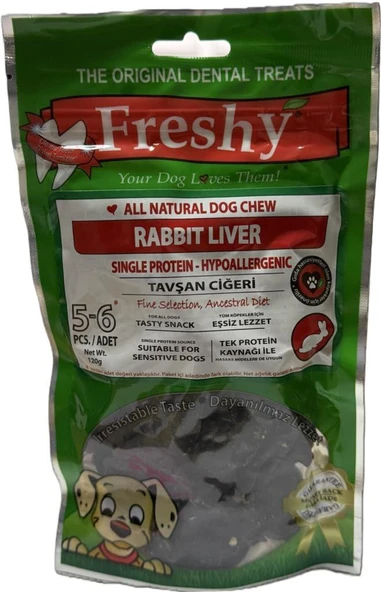 Freshy Natural Dental Tavşan Ciğeri Köpek Ödülü 120 Gr ürün görseli 1