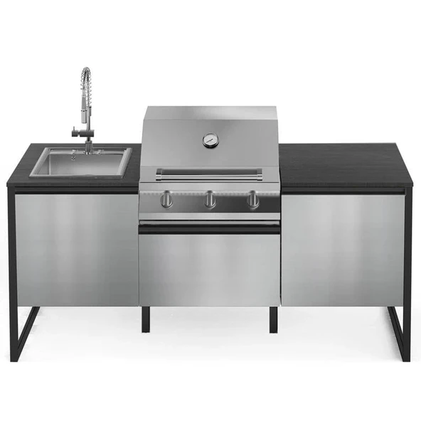 Steel Latemar T20 Siyah Outdoor Barbekü Mutfak Ünitesi ürün görseli 1