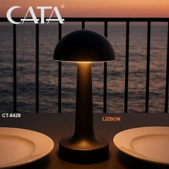 Cata CT-8428 Lizbon 3 Işık Siyah Renk Dokunmatik USB Şarjlı Dim Edilebilir Masa Lambası ürün görseli 1