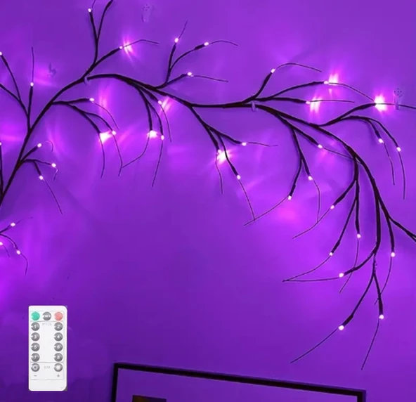 İç Mekan Uyumlu Sihirli Ağaç Ledi 36 led 8 mod Uzaktan Kumandalı ( Yapışkanlı) Mor Renk ürün görseli 1