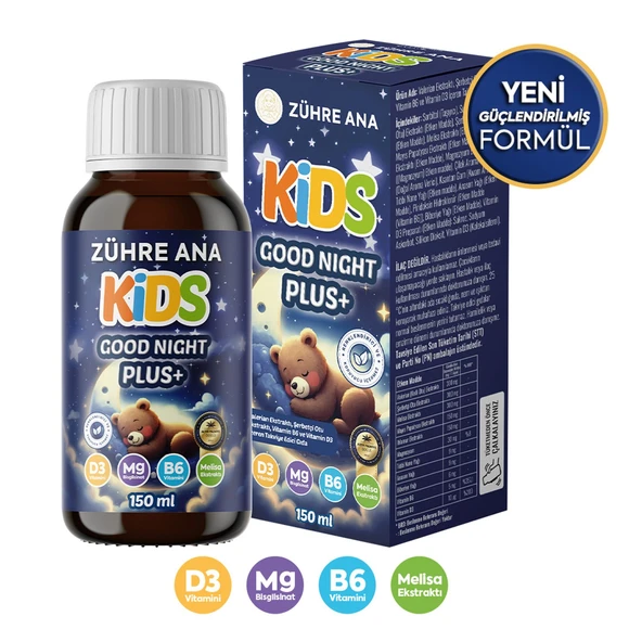 Zühre Ana Good Night Plus Uyku Şurubu Valerian, Melisa Ve Papatya İçeren Vitamin Katkılı Ve Çilekli 150 Ml ürün görseli 1