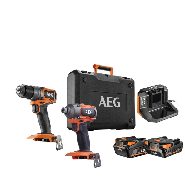 Aeg CK18 AC-2 BL-X02B Çift Akülü Kömürsüz Kombo Set Darbeli Matkap + Darbeli Vidalama 2.0Ah+4.0Ah - 4935499435 ürün görseli 1