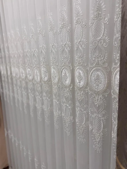 NİVEMESHOME HAZEL APLİK3 EKRU 1/2,5 PİLELİ BAMBU TÜL PERDE ürün görseli 1