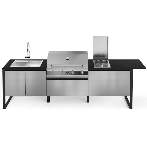 Steel Brenta T28 Siyah Outdoor Barbekü Mutfak Ünitesi ürün görseli 1