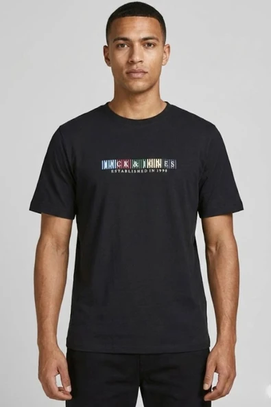 Jack&jones 12297899 0 Yaka Erkek Tshirt - Siyah ürün görseli 1