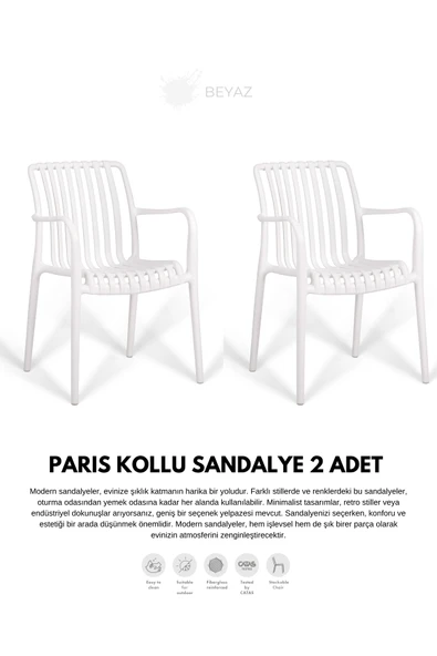 Daim Plastik PARİS | 2 ADET KOLLU LUX CAFE & RESTAURANT SANDALYESİ ürün görseli 1