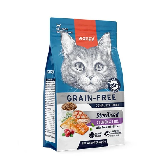 Wanpy Tahılsız Somon&Tuna Kısırlaştırılmış Kedi Maması 1,5 kg ürün görseli 1