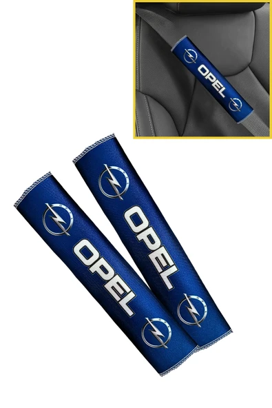 Opel Logolu Mavi Dijital Baskılı Araç Emniyet Kemer Pedi  2’li Set - Konforlu & Şık Kemer Koruyucu ürün görseli 1
