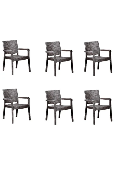 Holiday Troya Rattan Koltuk Kahverengi | 6'lı Set ürün görseli 1