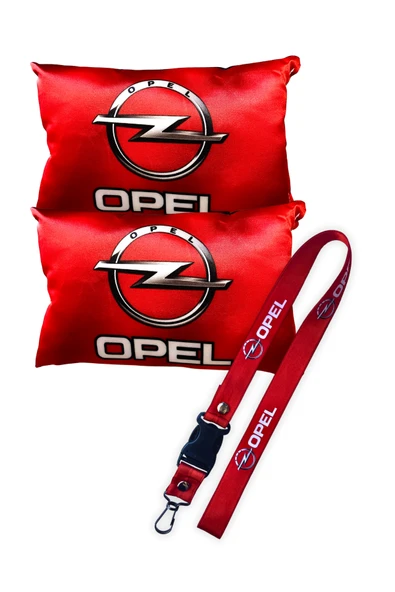 Opel Logolu Dijital Baskılı Kırmızı Araç Boyun Yastığı & Oto Ayna Askısı - 2’li Şık Aksesuar Seti ürün görseli 1