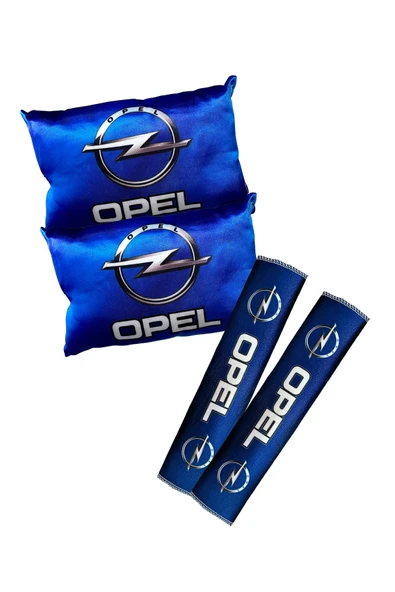 Opel Logolu Dijital Baskılı Mavi Araç Boyun Yastığı & Emniyet Kemer Pedi - 2’li Set ürün görseli 1