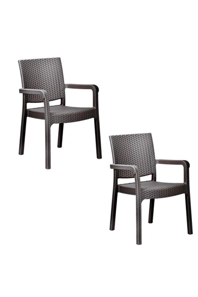 Holiday Troya Rattan Koltuk Kahverengi | 2'li Set ürün görseli 1