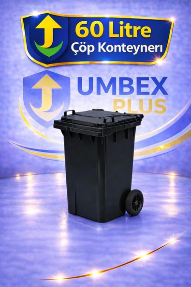 Umbex Plus-60 Lt Siyah Renk Çöp Kovası Çöp Konteyneri ürün görseli 1