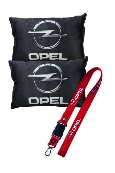 Opel Logolu Dijital Baskılı Siyah Araç Boyun Yastığı & Kırmızı Oto Ayna Askısı - 2’li Set ürün görseli 1