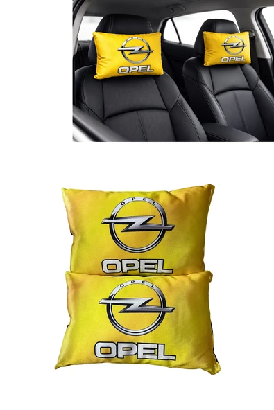 Opel Logolu Sarı Araç Seyahat Boyun Yastığı 2’li Set - Dijital Baskılı Konforlu ürün görseli 1