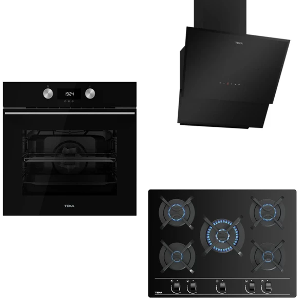Teka Siyah Ankastre Set ( HLB 8400 BK HydroClean PRO - TVT 60.1 BK- GBC 75030 BK ) ürün görseli 1