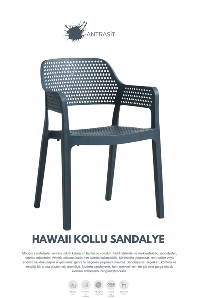 Daim Plastik HAWAİİ KOLLU BAHÇE SANDALYESİ ürün görseli 1