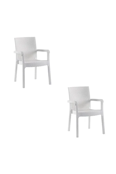 Holiday Markiz Rattan Koltuk Beyaz 2'li Set ürün görseli 1