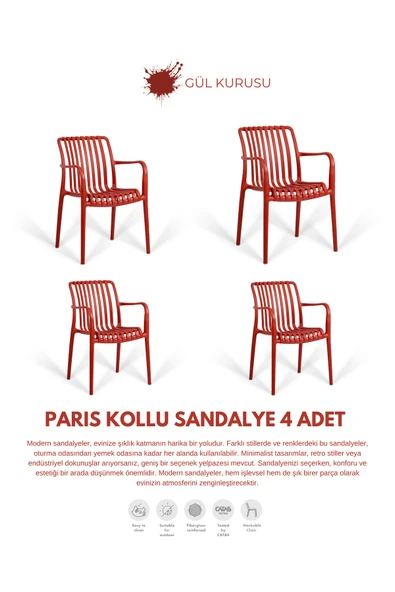 Daim Plastik PARİS | 4ADET KOLLU LUX CAFE & RESTAURANT SANDALYESİ ürün görseli 1