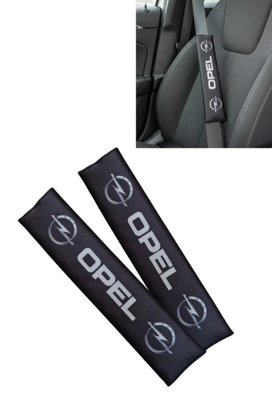 Opel Logolu Siyah Dijital Baskılı Araç Emniyet Kemer Pedi - 2’li Set - Konforlu & Şık Kemer Koruyucu ürün görseli 1