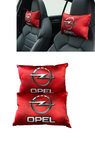 Opel Logolu Kırmızı Araç Seyahat Boyun Yastığı 2’li Set - Konforlu ve Şık ürün görseli 1