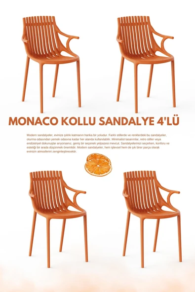 Daim Plastik MONAKO KOLLU  LÜX CAFE &  RESTAURANT  SANDALYESİ 4 Lü Set ürün görseli 1