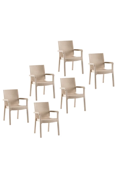 Holiday Markiz Rattan Koltuk Cappuccino | 6'lı Set ürün görseli 1