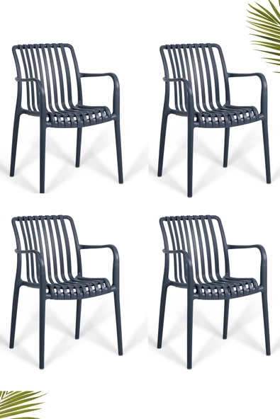 RETRO ART Paris Plastik Kafe ve Bahçe Sandalyesi 4'lü Set ürün görseli 1