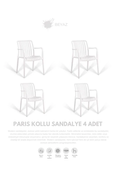 Daim Plastik PARİS | 4ADET KOLLU LUX CAFE & RESTAURANT SANDALYESİ ürün görseli 1
