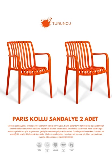 Daim Plastik PARİS | 2 ADET KOLLU LUX CAFE & RESTAURANT SANDALYESİ ürün görseli 1
