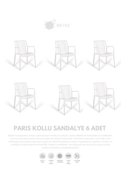 Daim Plastik Paris 6 Adet Kollu Lux Cafe & Restaurant Sandalyesi ürün görseli 1
