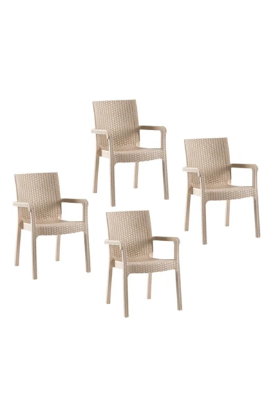 Holiday Markiz Rattan Koltuk Cappuccino | 4'lü Set ürün görseli 1