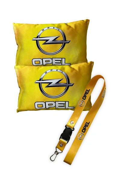 Opel Logolu Sarı Dijital Baskılı Araç Boyun Yastığı & Oto Ayna Askısı - 2’li Set ürün görseli 1