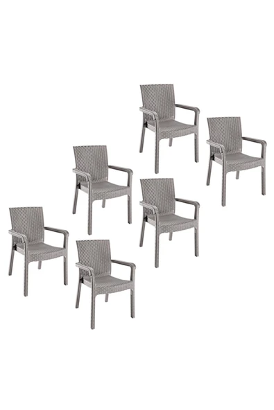 Holiday Markiz Rattan Koltuk Çöl Gri | 6'lı Set ürün görseli 1