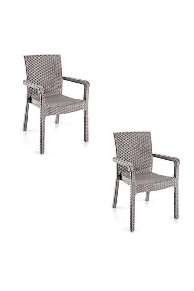 Holiday Markiz Rattan Koltuk Çöl Gri | 2'li Set ürün görseli 1