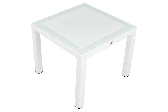 Norino Mandella 90x90 Elit Rattan Masa (Camlı) BEYAZ ürün görseli 1
