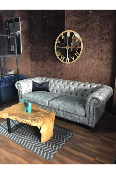 3A Mobilya Degrade Nubuk Chesterfield Kanepe ürün görseli 1