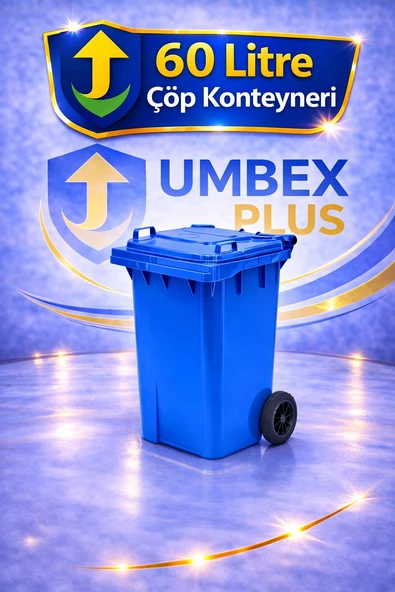 Umbex Plus-60 Lt Çöp Konteyneri Çöp Kovası Mavi renk ürün görseli 1