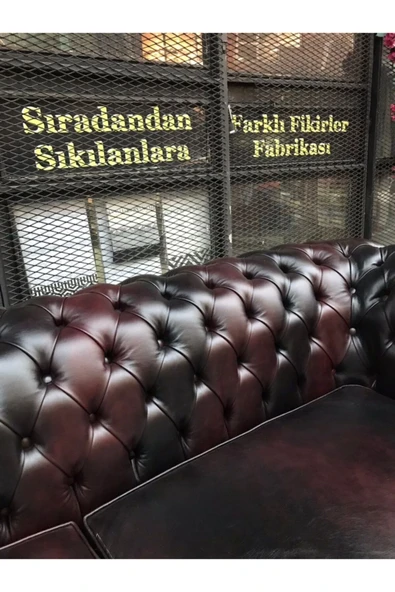 3A Mobilya Orlando Hakiki Deri Chesterfield - Resim 3