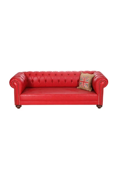 3A Mobilya Red Leather Chesterfield 230X90X80 CM ürün görseli 1