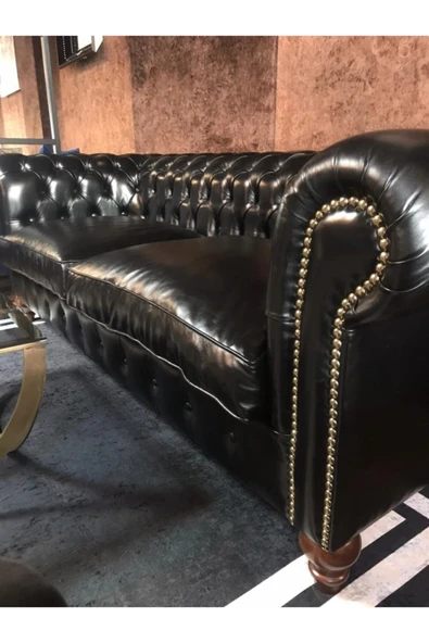 3A Mobilya Hakiki Deri Lanchester Chesterfield ürün görseli 1